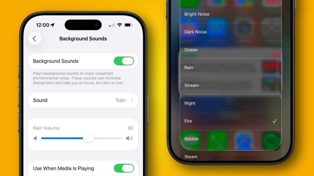 i phone picture with yellow background showcasing enhanced sound feature of ios 26 update