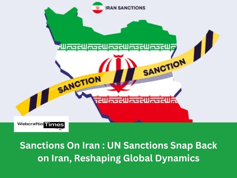 Graphic showing the map of Iran with a yellow "SANCTION" tape across it, illustrating UN sanctions on Iran