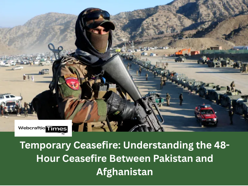 A Graphice image with text Temporary Ceasefire: Understanding the 48-Hour Ceasefire Between Pakistan and Afghanistan