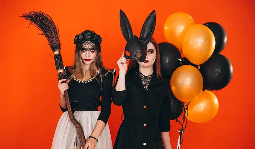 teens wearing Halloween costume