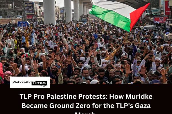 TLP Pro Palestine Protests: How Muridke Became Ground Zero for the TLP’s Gaza March. a poster image showcasing protester of TLP